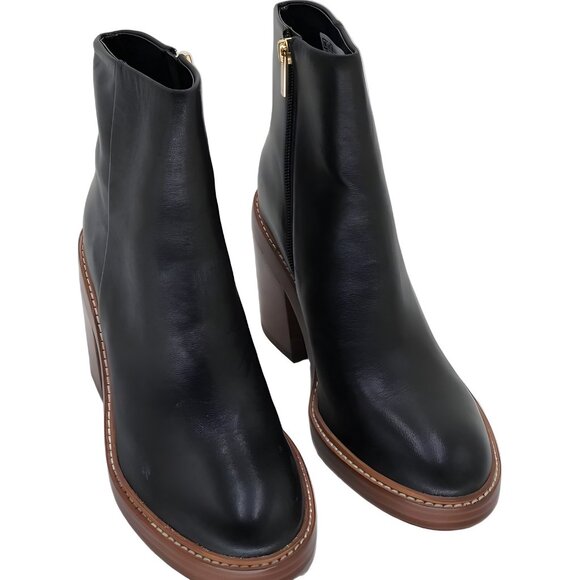 Marc Fisher LTD Haleena Block Heel Ankle Boots Black Zip Women's US 6.5 - Picture 1 of 6
